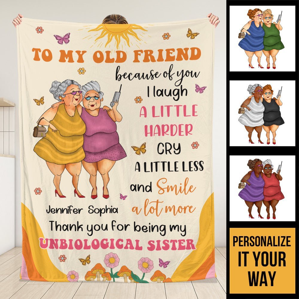 Thank You For Being My Unbiological Sister - Personalized Blanket - Giftago