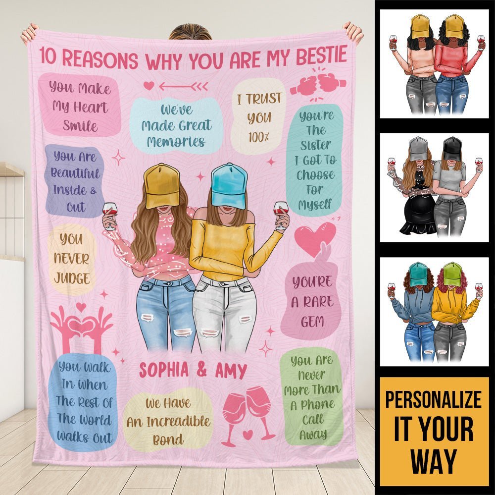 Thanks For Being My Bestie Blanket - Personalized Blanket - Giftago