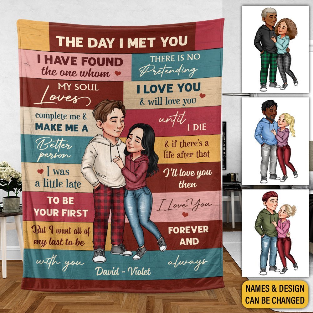 The Day I Meet You - Personalized Blanket - Meaningful Gift For Valentine, For Couple - Giftago