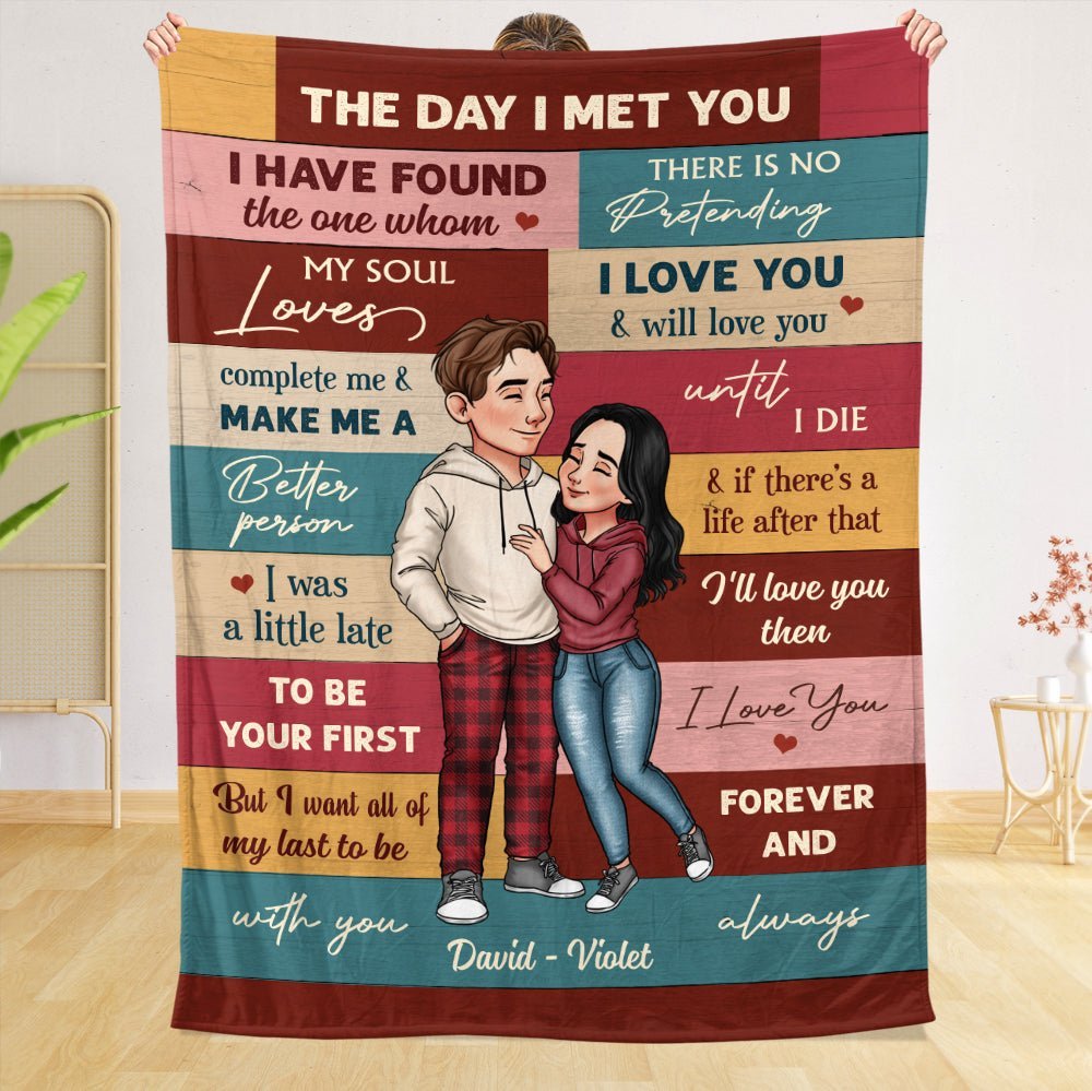 The Day I Meet You - Personalized Blanket - Meaningful Gift For Valentine, For Couple - Giftago