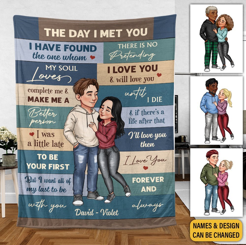 The Day I Meet You - Personalized Blanket - Meaningful Gift For Valentine, For Couple - Giftago