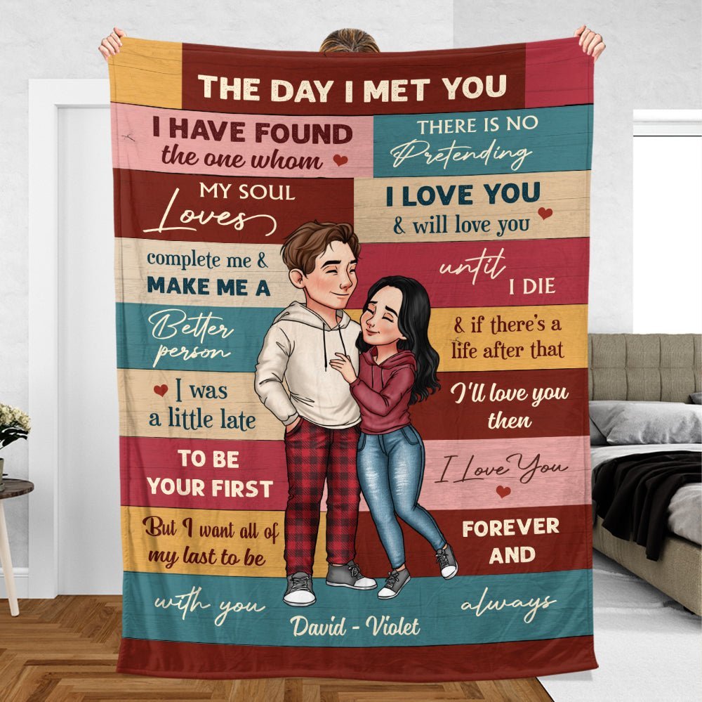 The Day I Meet You - Personalized Blanket - Meaningful Gift For Valentine, For Couple - Giftago