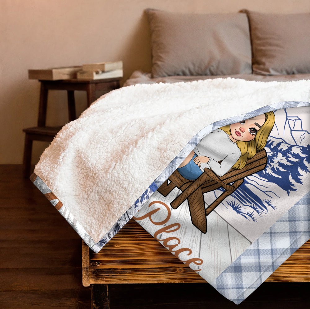 The Lake Is My Happy Place Blanket - Personalized Blanket