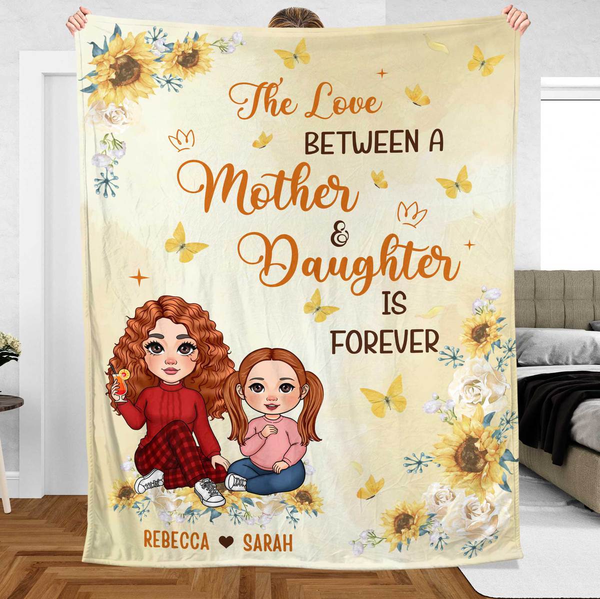 The Love Between Mother & Daughter - Personalized Blanket - Best Gift For Granddaughter, For Christmas - Giftago