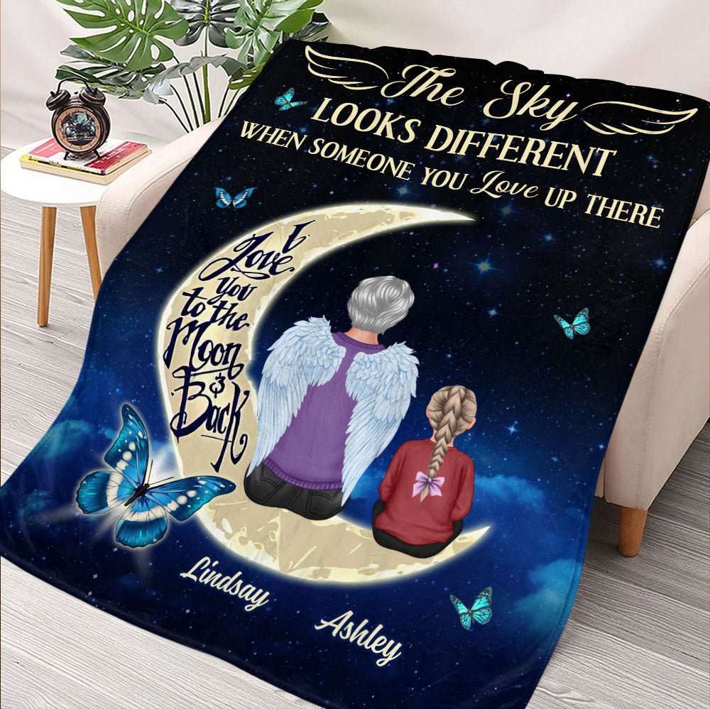 The Sky Looks Different When Someone You Love Up There Blanket - Personalized Blanket