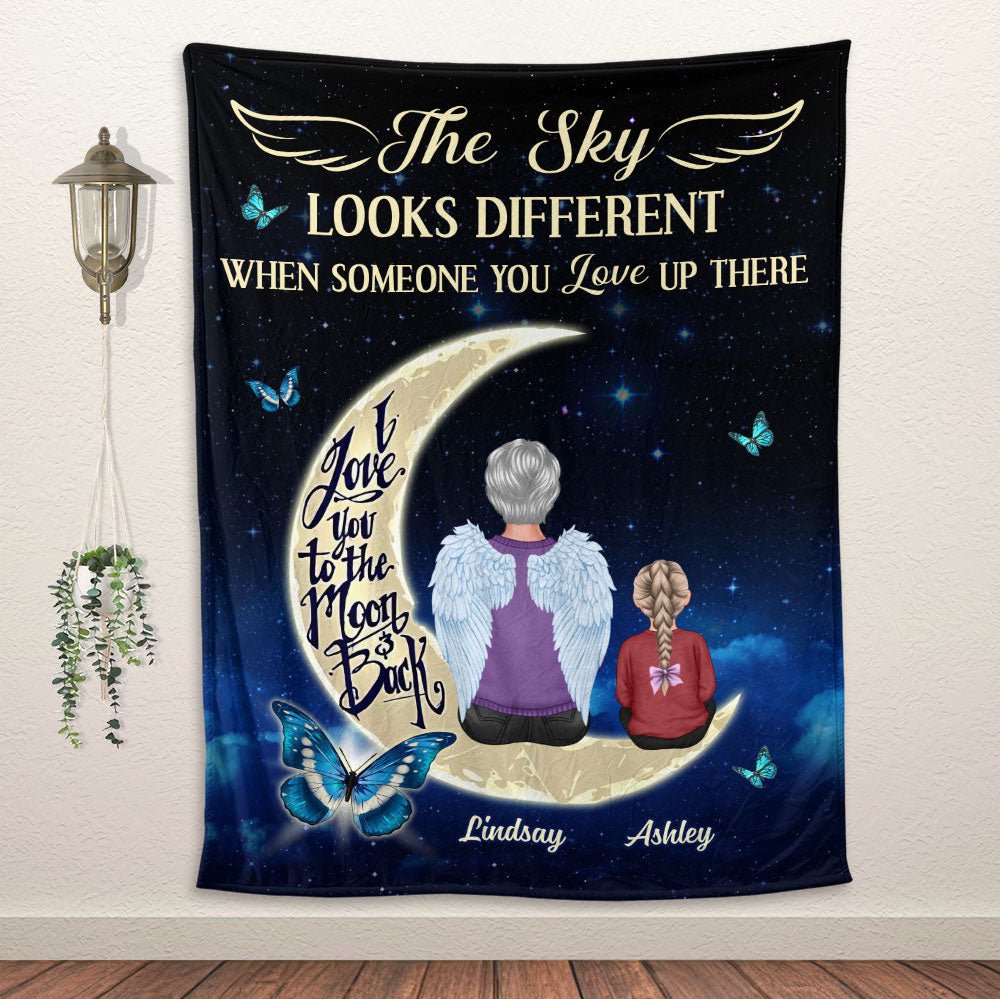 The Sky Looks Different When Someone You Love Up There Blanket - Personalized Blanket