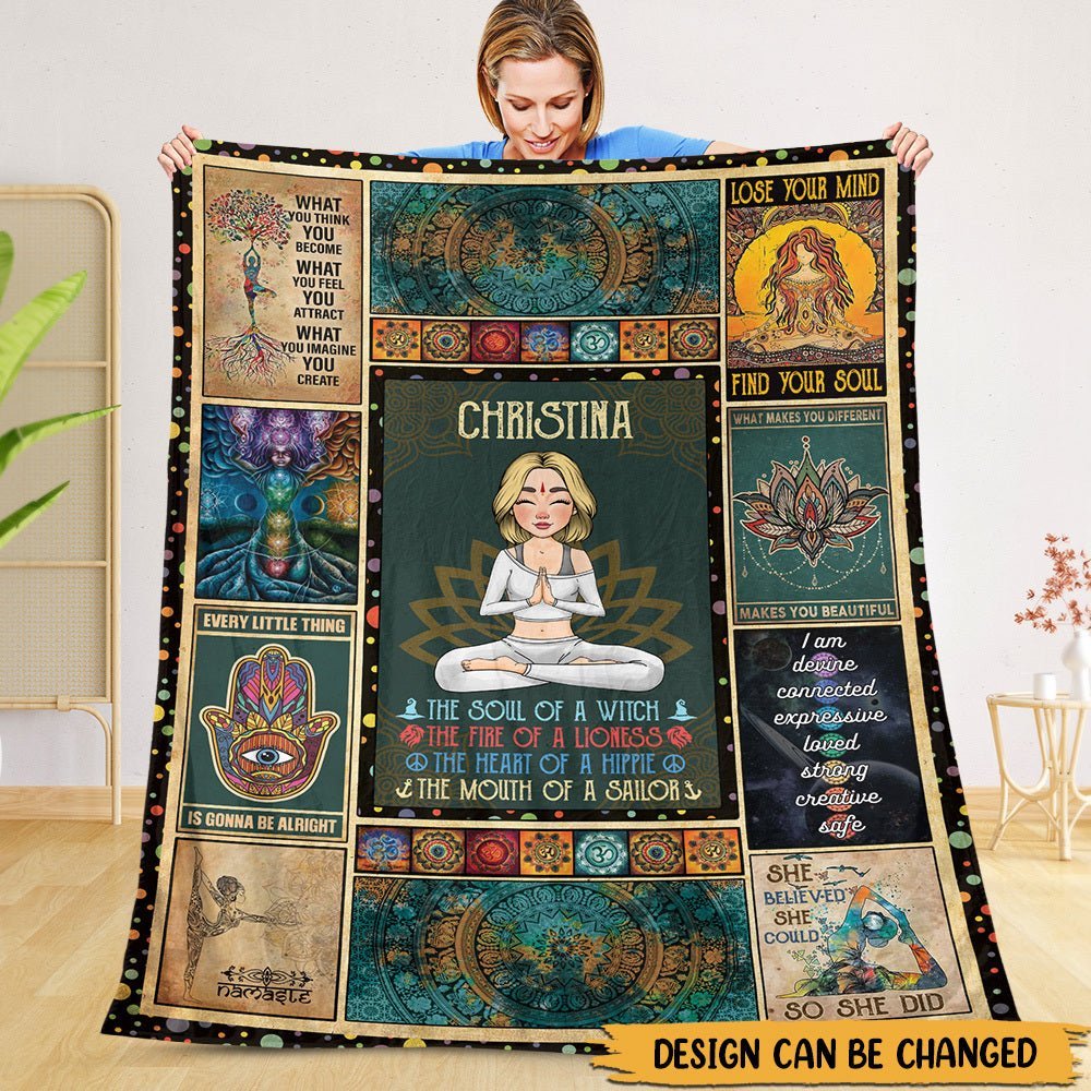 The Soul Of Mermaid Yoga Namaste - Personalized Blanket - Best Gift For Yoga Lovers - Giftago