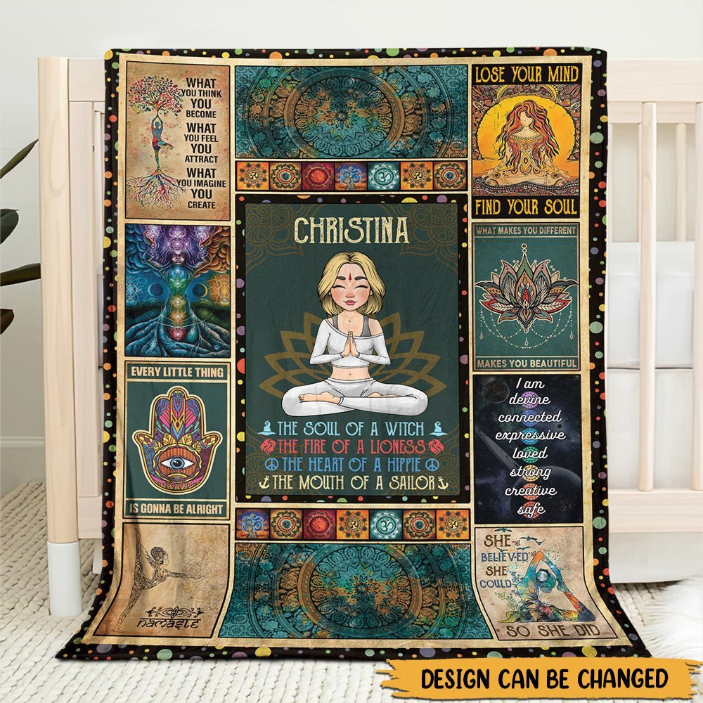 The Soul Of Mermaid Yoga Namaste - Personalized Blanket - Best Gift For Yoga Lovers - Giftago