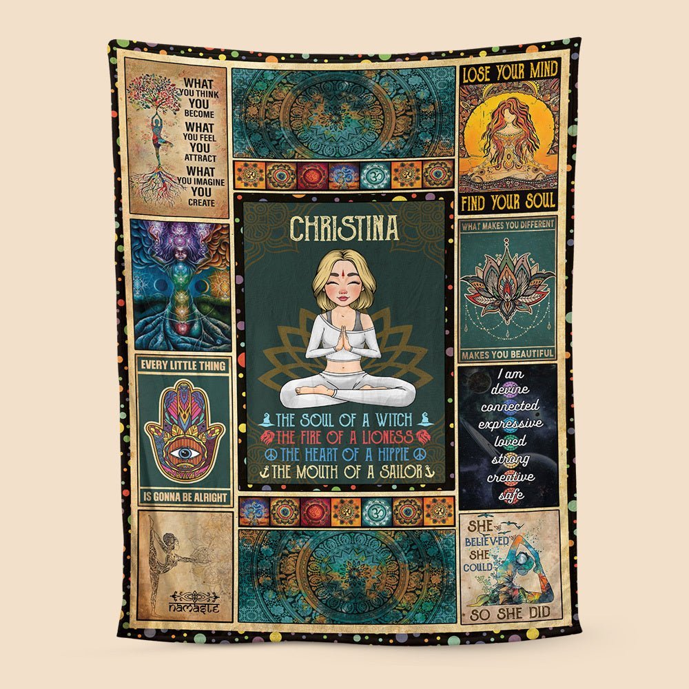The Soul Of Mermaid Yoga Namaste - Personalized Blanket - Best Gift For Yoga Lovers - Giftago