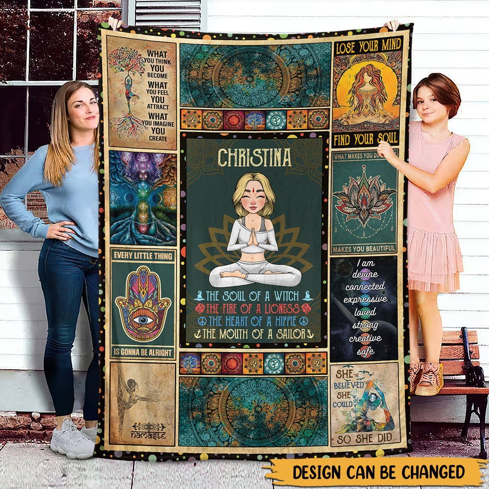 The Soul Of Mermaid Yoga Namaste - Personalized Blanket - Best Gift For Yoga Lovers - Giftago