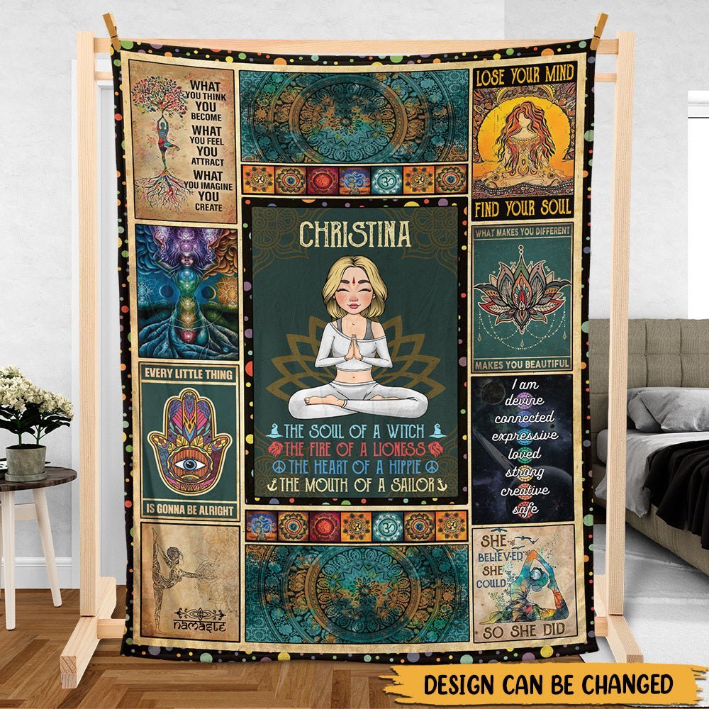 The Soul Of Mermaid Yoga Namaste - Personalized Blanket - Best Gift For Yoga Lovers - Giftago