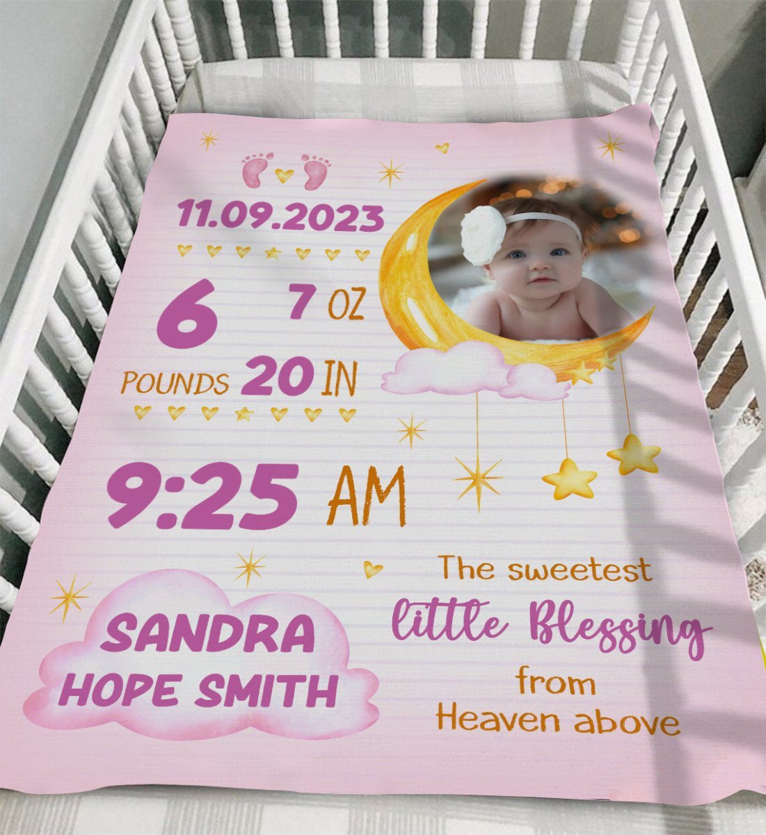 The Sweetest Little Blessing From Heaven Above - Personalized Blanket - Giftago