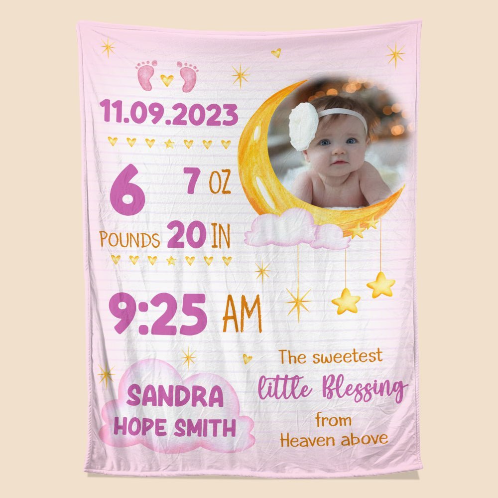 The Sweetest Little Blessing From Heaven Above - Personalized Blanket - Giftago