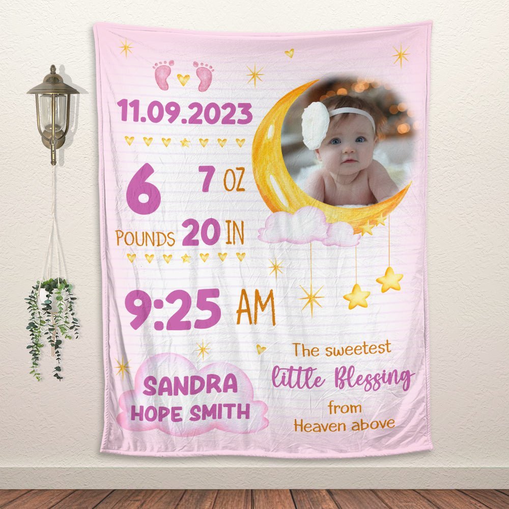 The Sweetest Little Blessing From Heaven Above - Personalized Blanket - Giftago