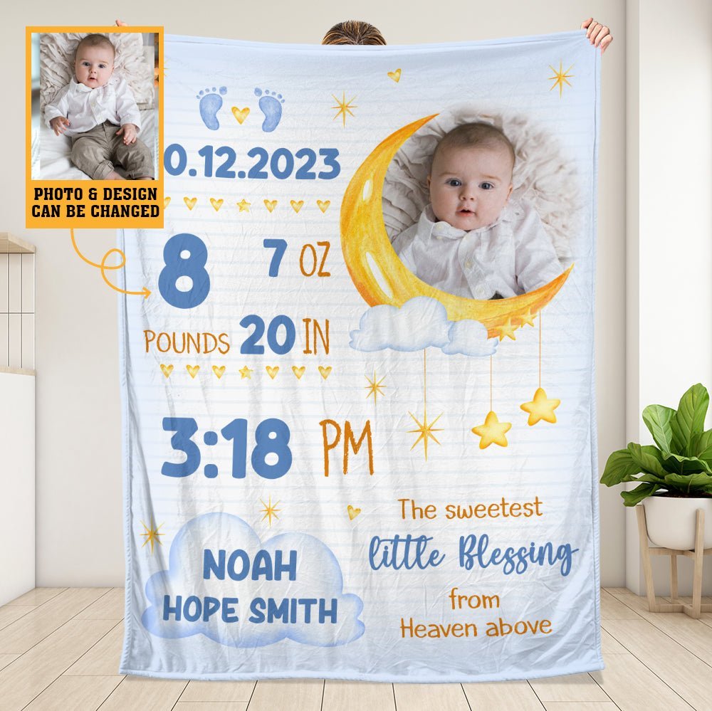 The Sweetest Little Blessing From Heaven Above - Personalized Blanket - Giftago