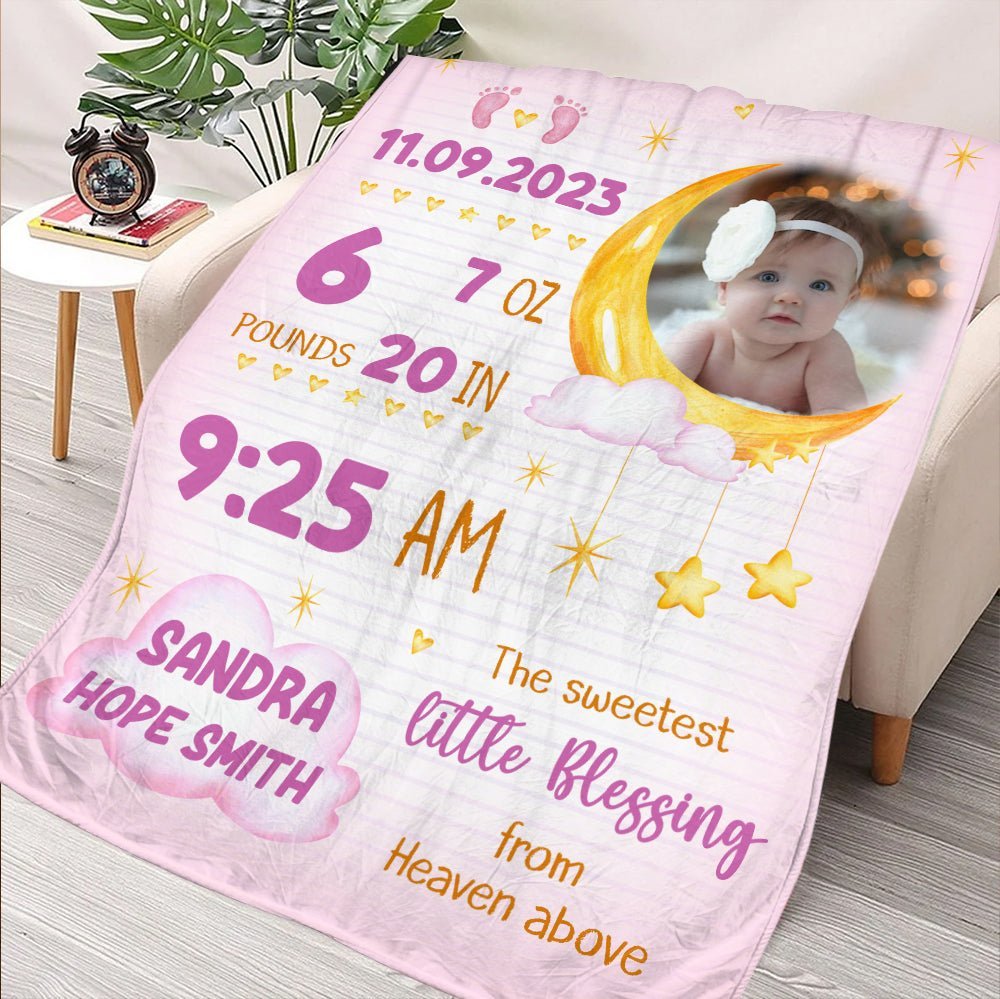 The Sweetest Little Blessing From Heaven Above - Personalized Blanket - Giftago