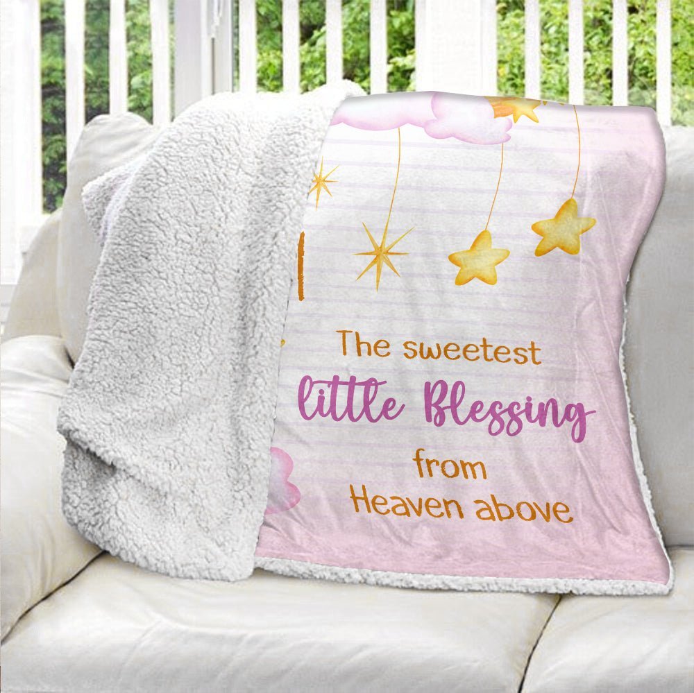 The Sweetest Little Blessing From Heaven Above - Personalized Blanket - Giftago