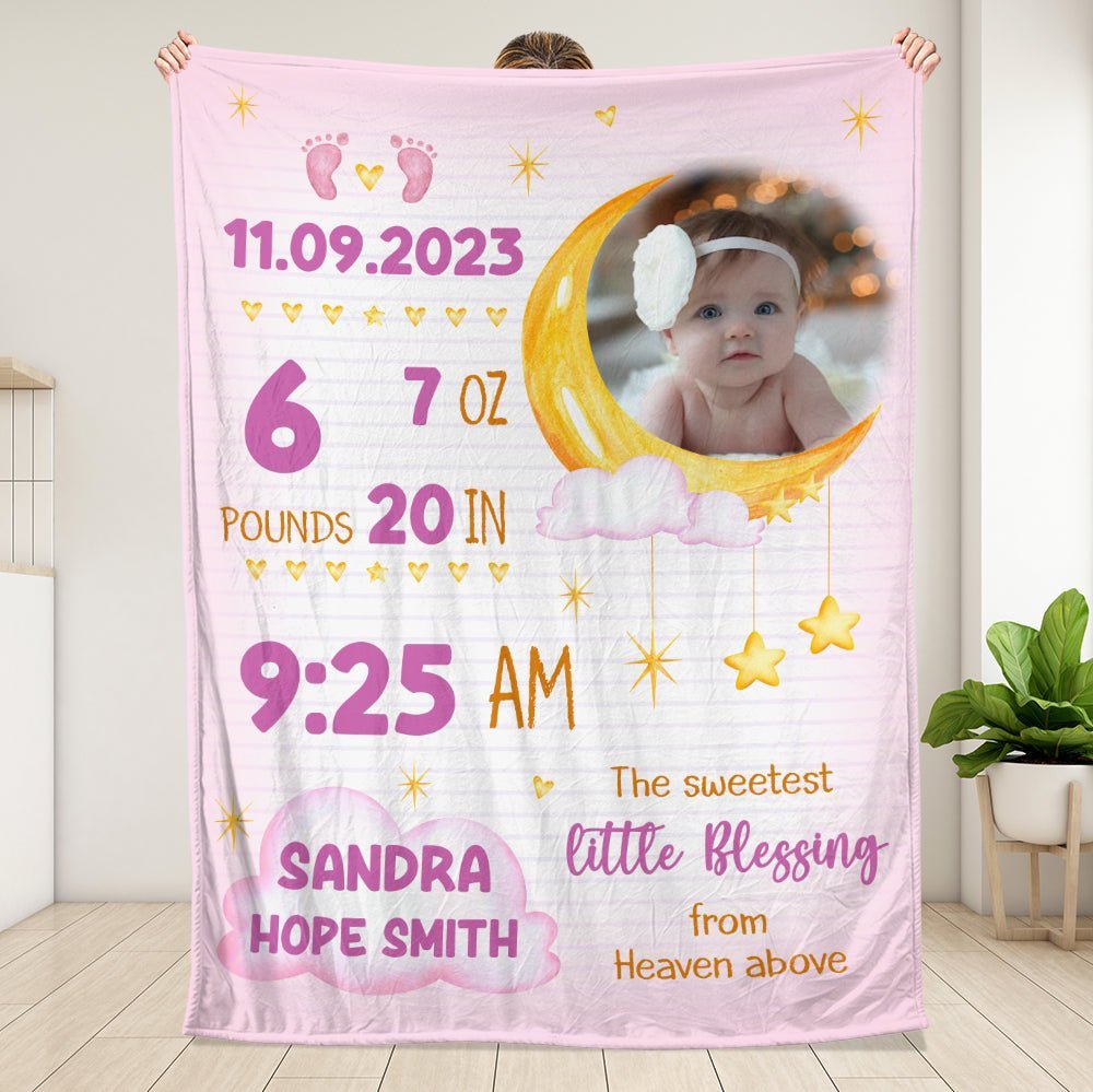 The Sweetest Little Blessing From Heaven Above - Personalized Blanket - Giftago
