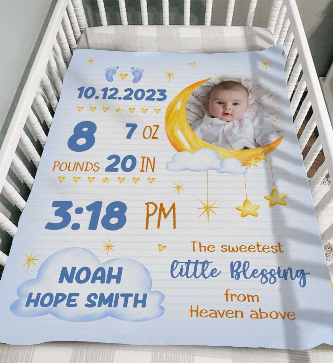 The Sweetest Little Blessing From Heaven Above - Personalized Blanket - Giftago