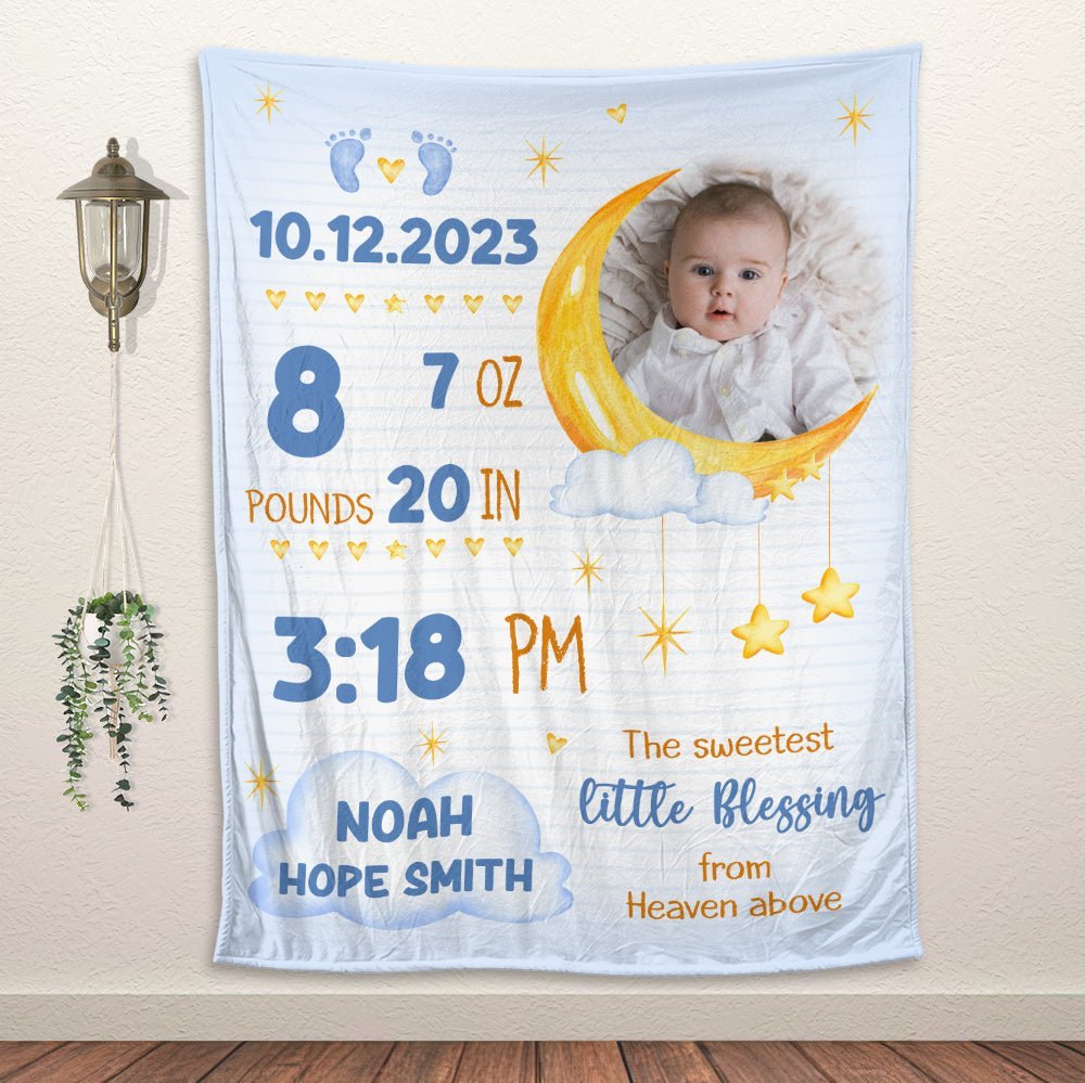 The Sweetest Little Blessing From Heaven Above - Personalized Blanket - Giftago