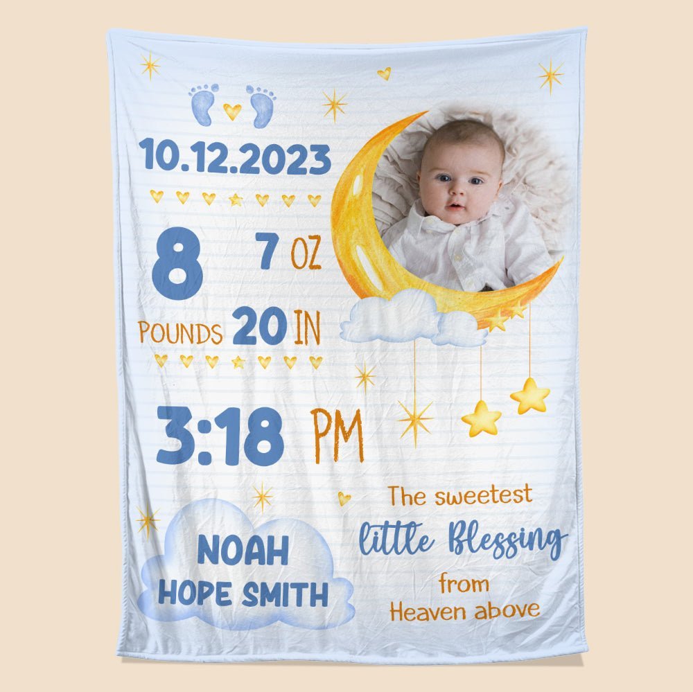 The Sweetest Little Blessing From Heaven Above - Personalized Blanket - Giftago