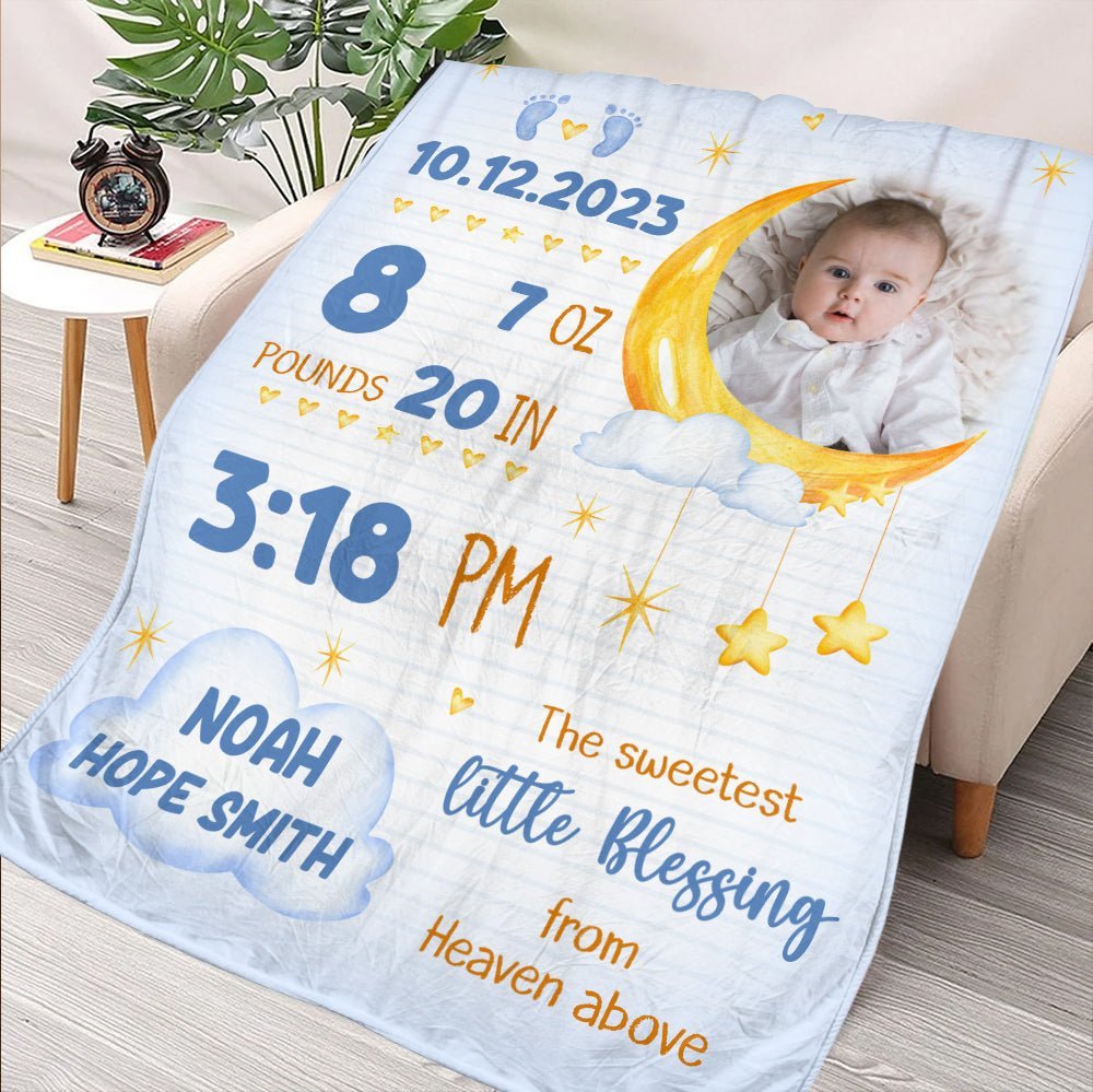 The Sweetest Little Blessing From Heaven Above - Personalized Blanket - Giftago