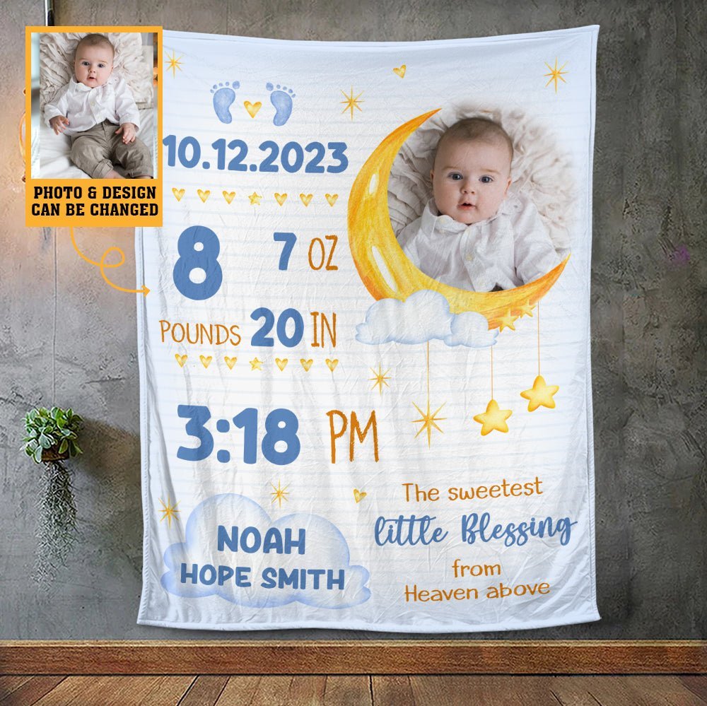 The Sweetest Little Blessing From Heaven Above - Personalized Blanket - Giftago