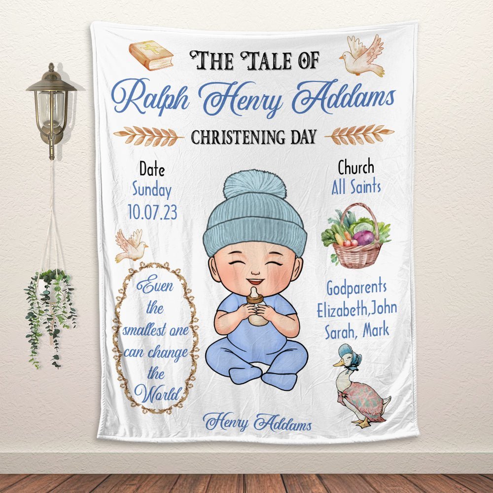The Tale Of Baby Christening Day - Personalized Blanket - Giftago