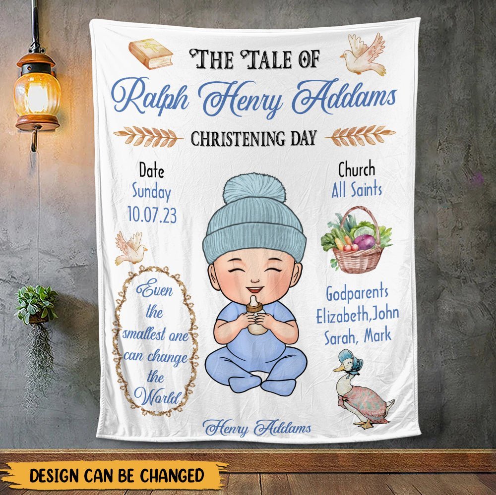 The Tale Of Baby Christening Day - Personalized Blanket - Giftago