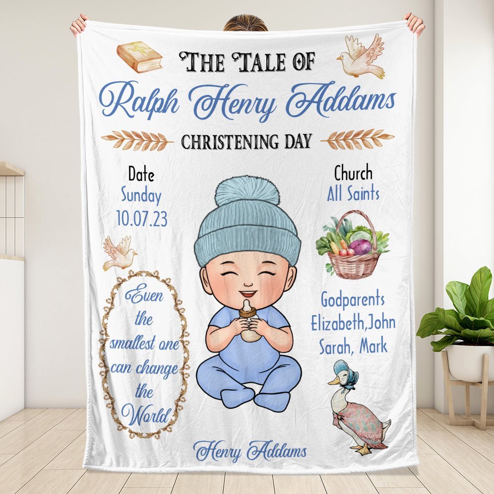 The Tale Of Baby Christening Day - Personalized Blanket - Giftago