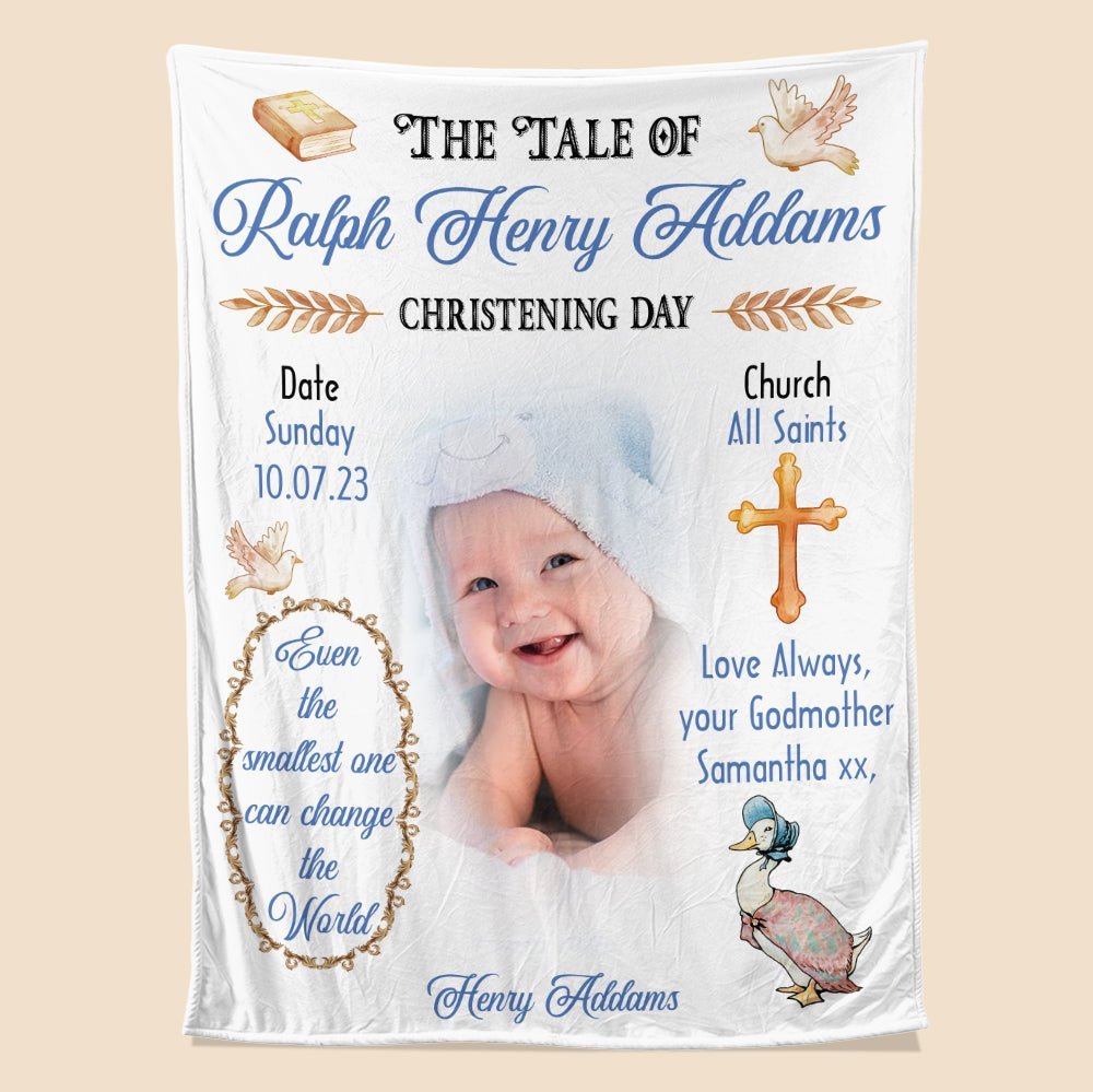 The Tale Of Baby Christening Day - Personalized Blanket - Giftago