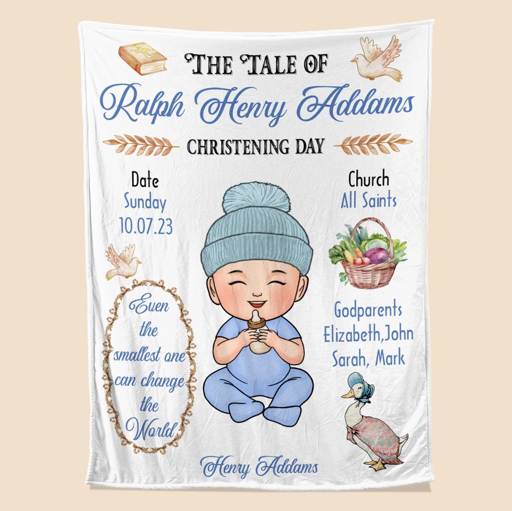 The Tale Of Baby Christening Day - Personalized Blanket - Giftago