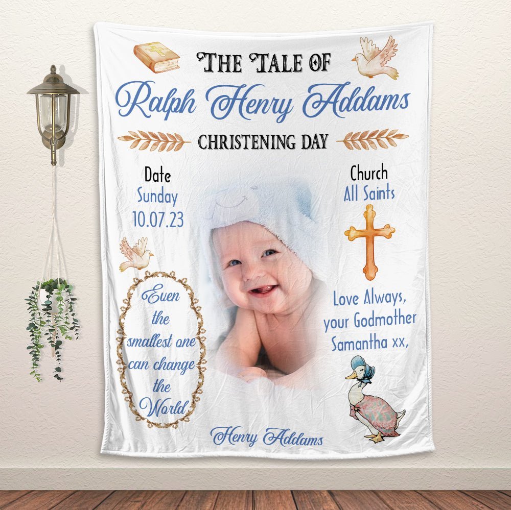 The Tale Of Baby Christening Day - Personalized Blanket - Giftago