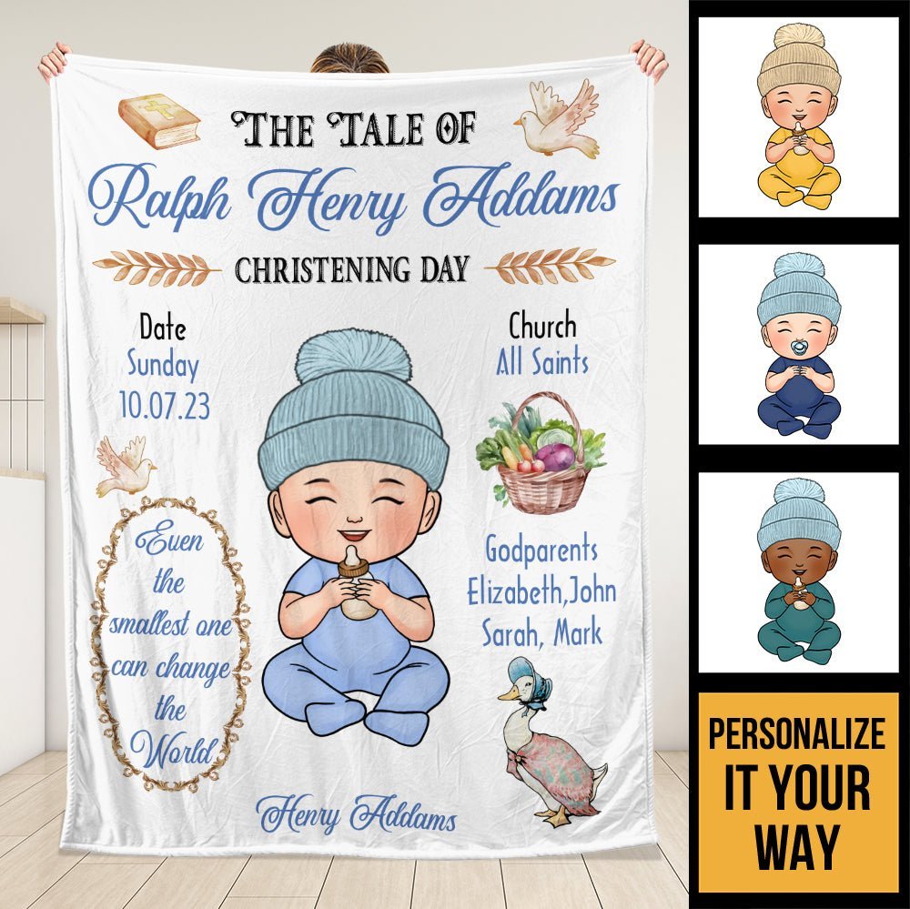 The Tale Of Baby Christening Day - Personalized Blanket - Giftago