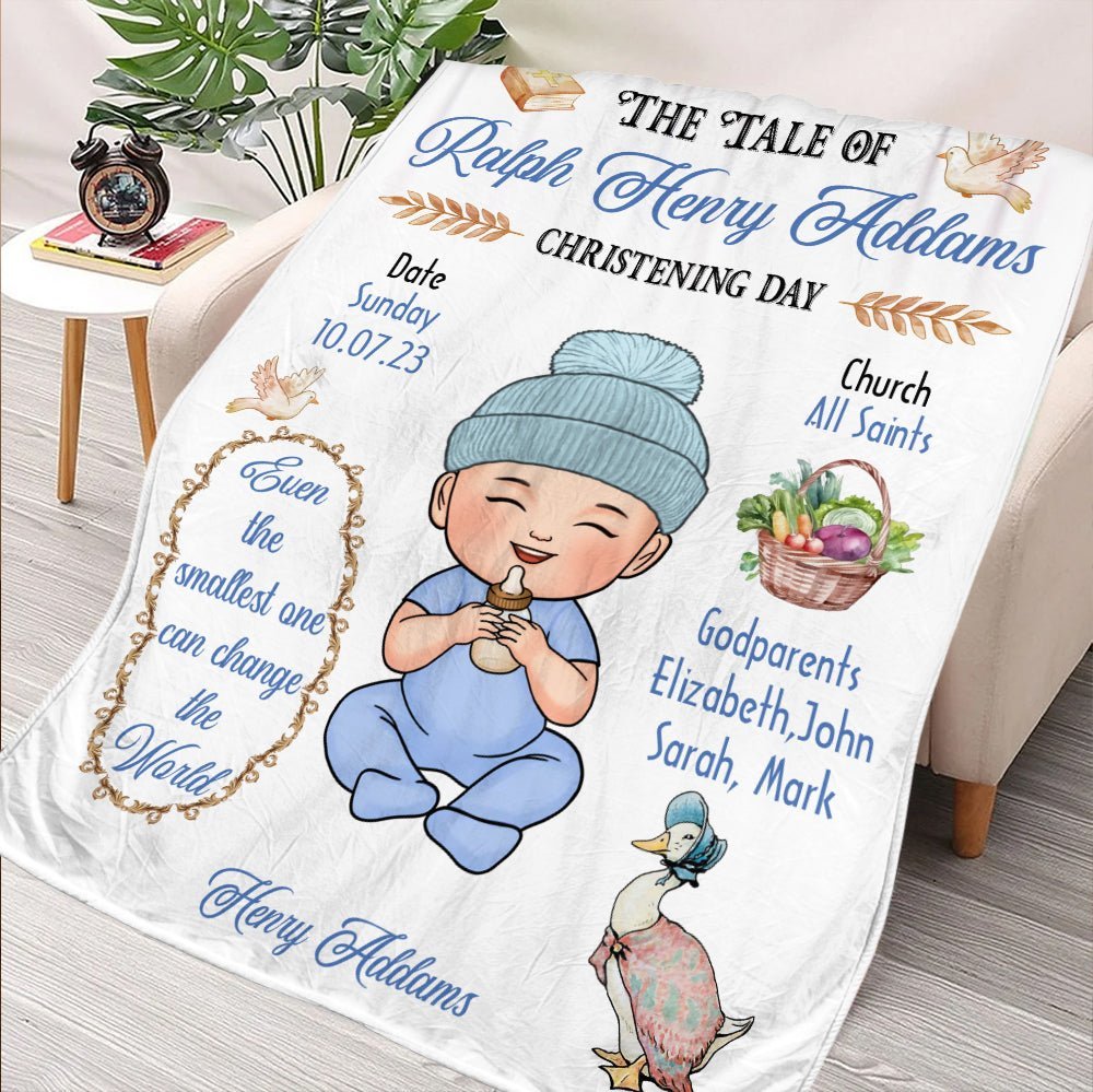 The Tale Of Baby Christening Day - Personalized Blanket - Giftago