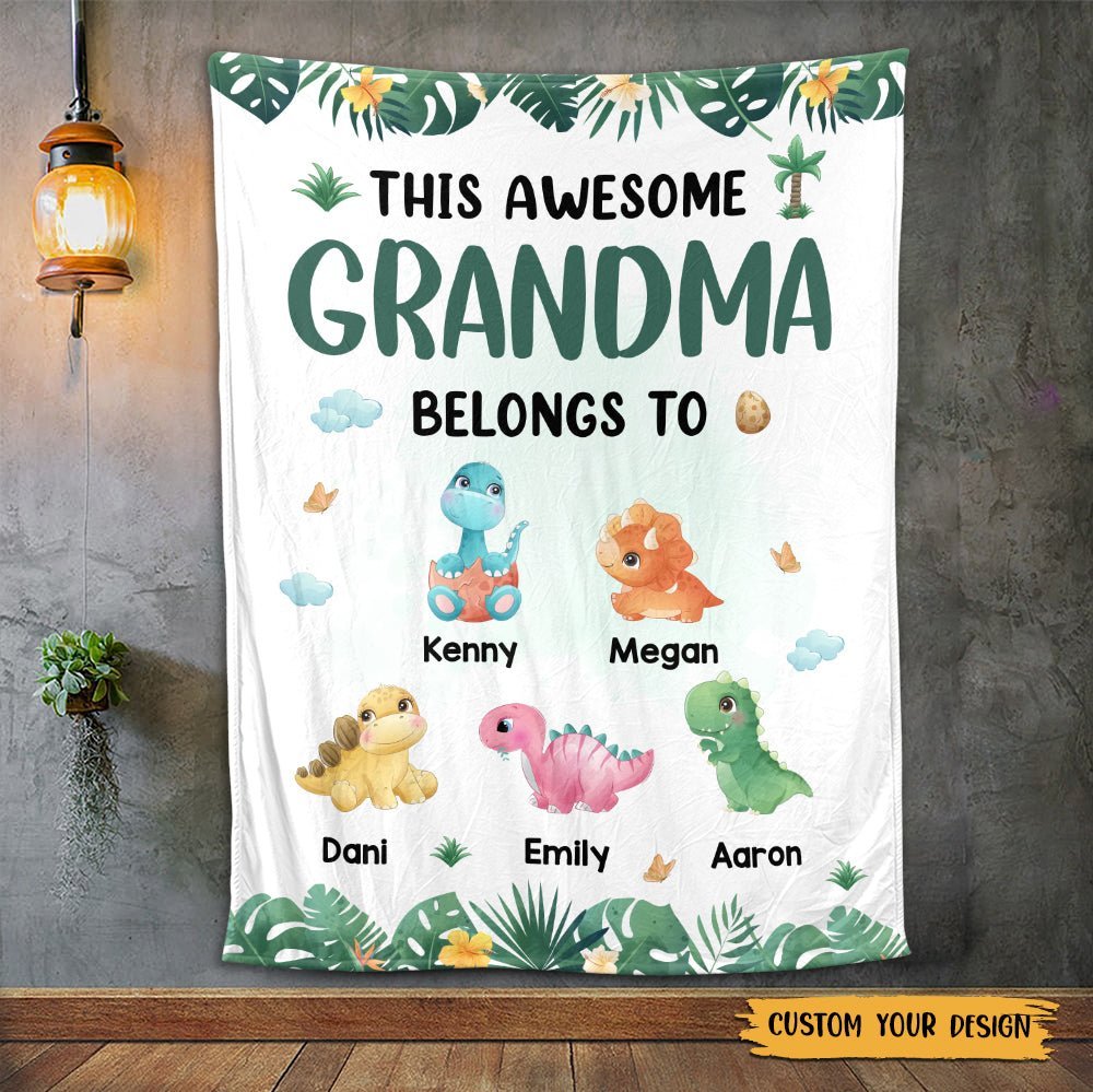 This Awesome Grandma Belongs To - Personalized Blanket -  Best Gift For Grandma - Giftago