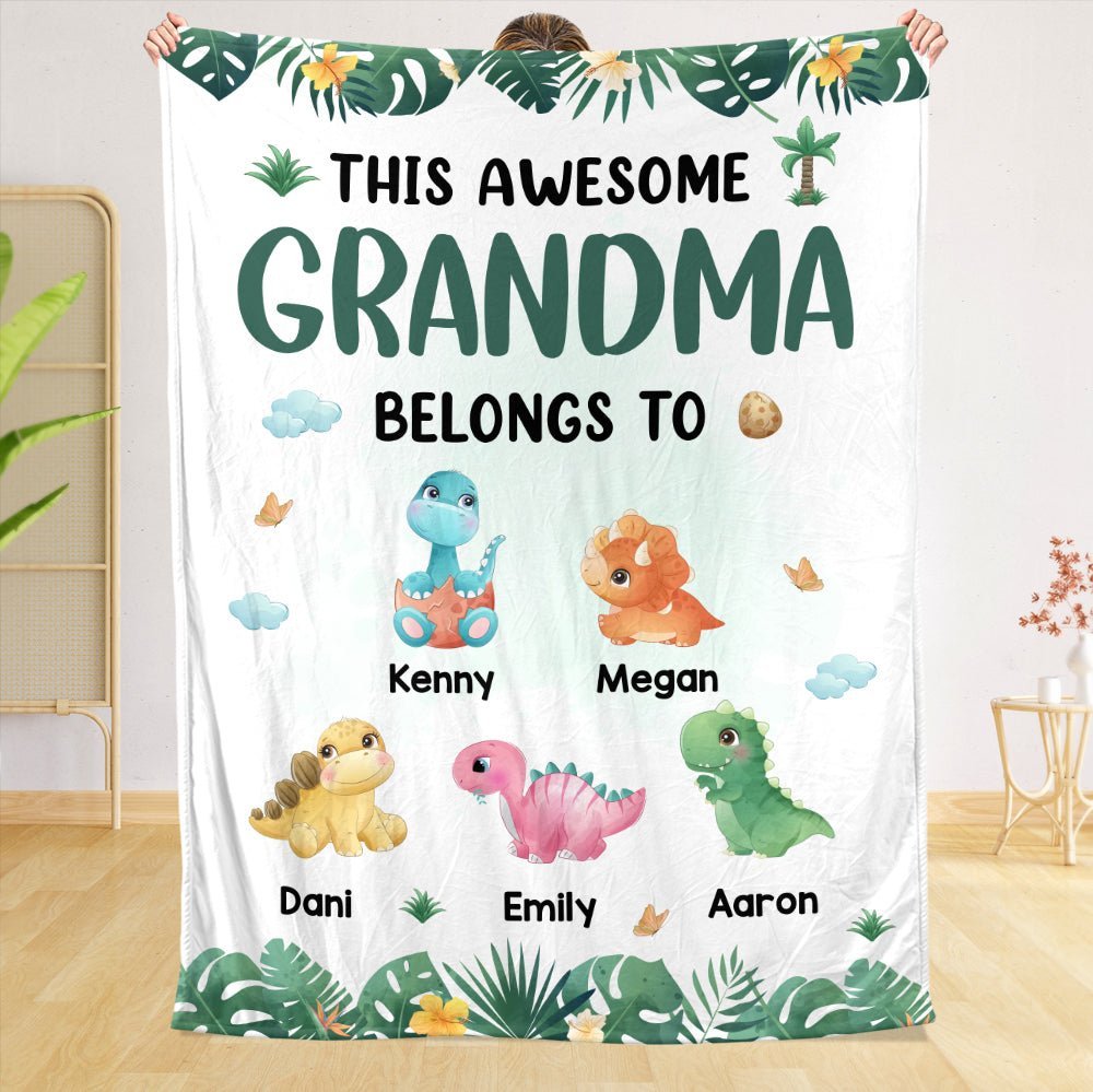 This Awesome Grandma Belongs To - Personalized Blanket -  Best Gift For Grandma - Giftago