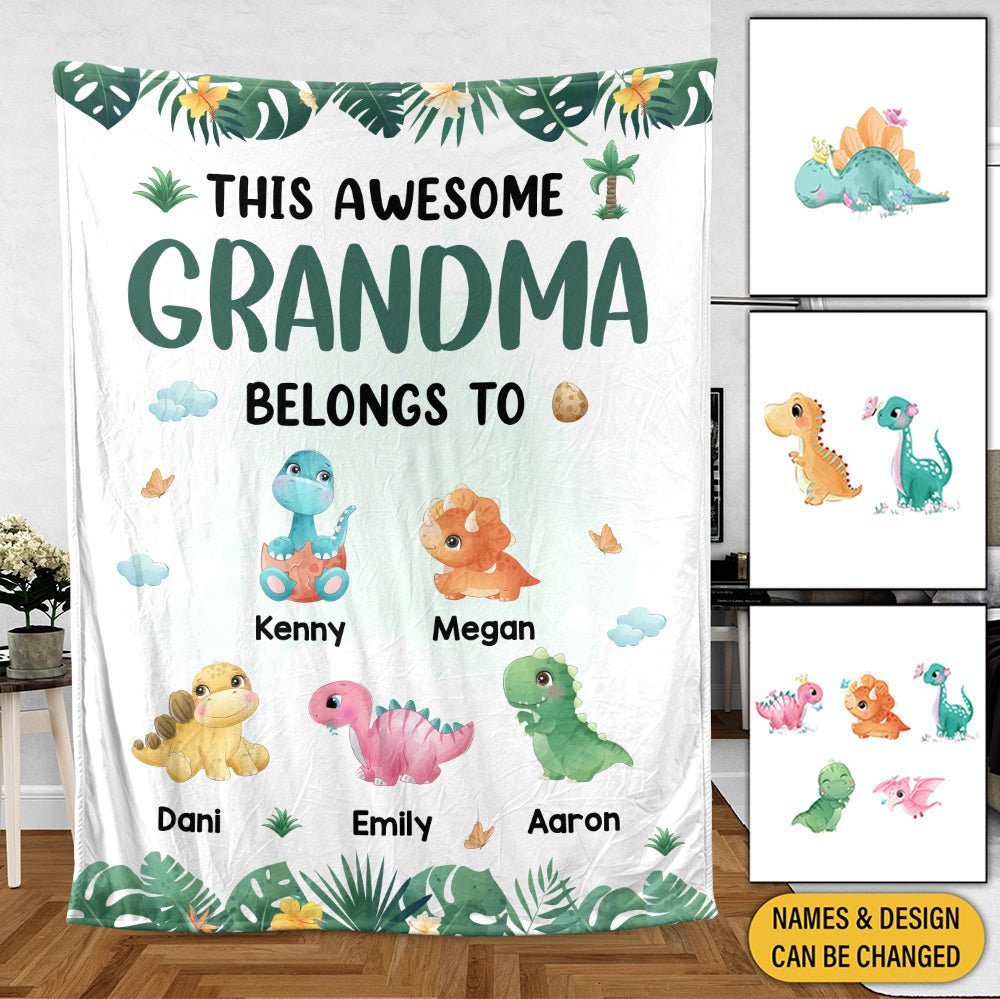 This Awesome Grandma Belongs To - Personalized Blanket -  Best Gift For Grandma - Giftago