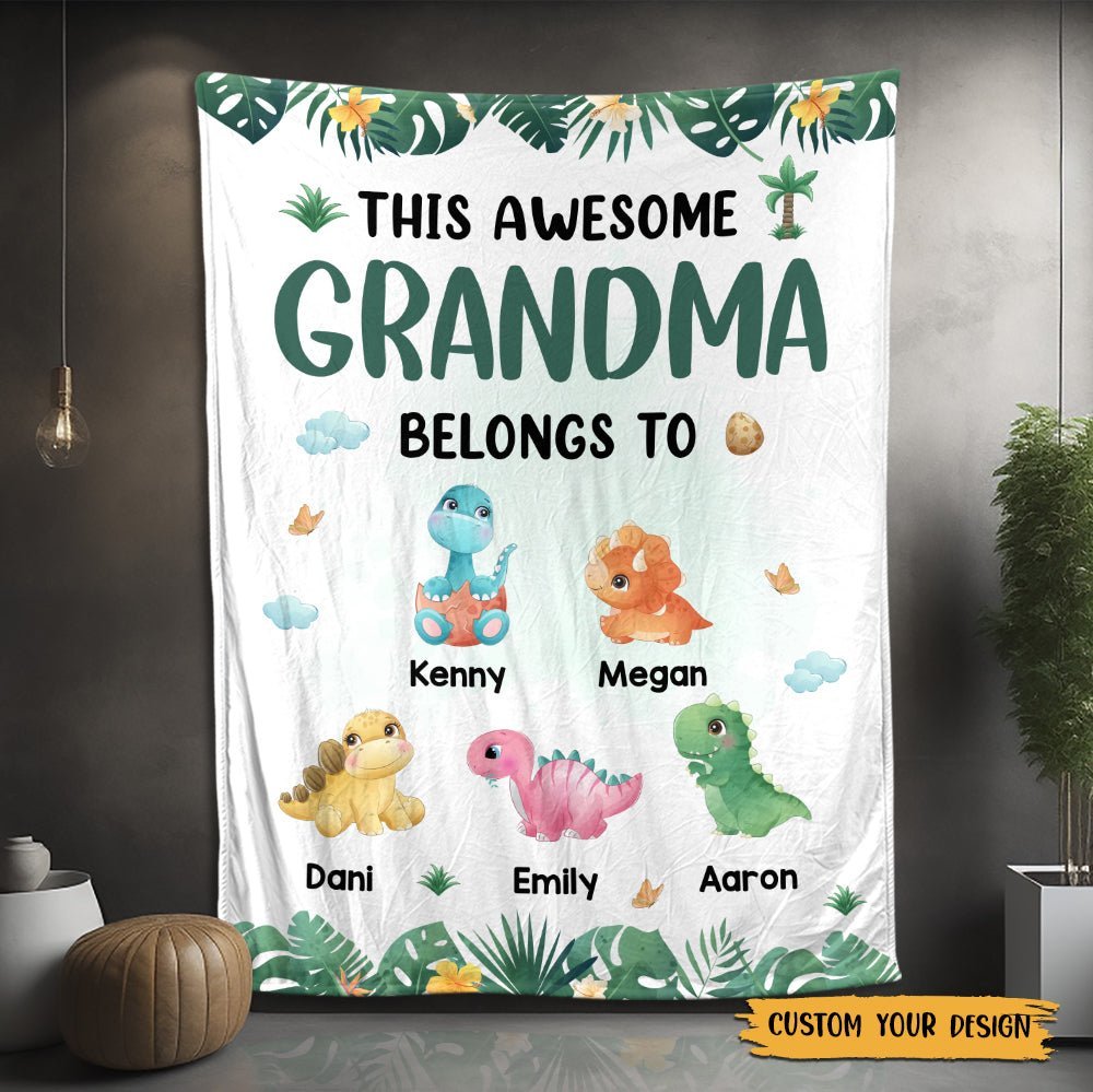 This Awesome Grandma Belongs To - Personalized Blanket -  Best Gift For Grandma - Giftago