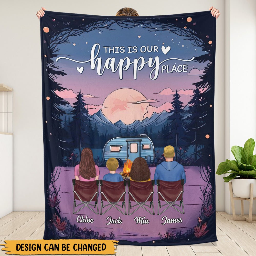 This Is Our Happy Place For Camping - Personalized Blanket