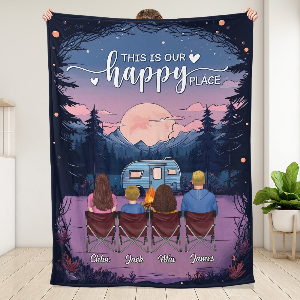 This Is Our Happy Place For Camping - Personalized Blanket