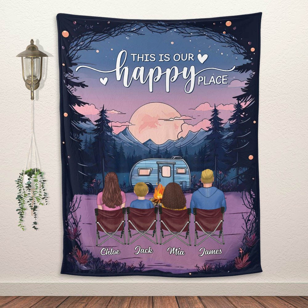 This Is Our Happy Place For Camping - Personalized Blanket