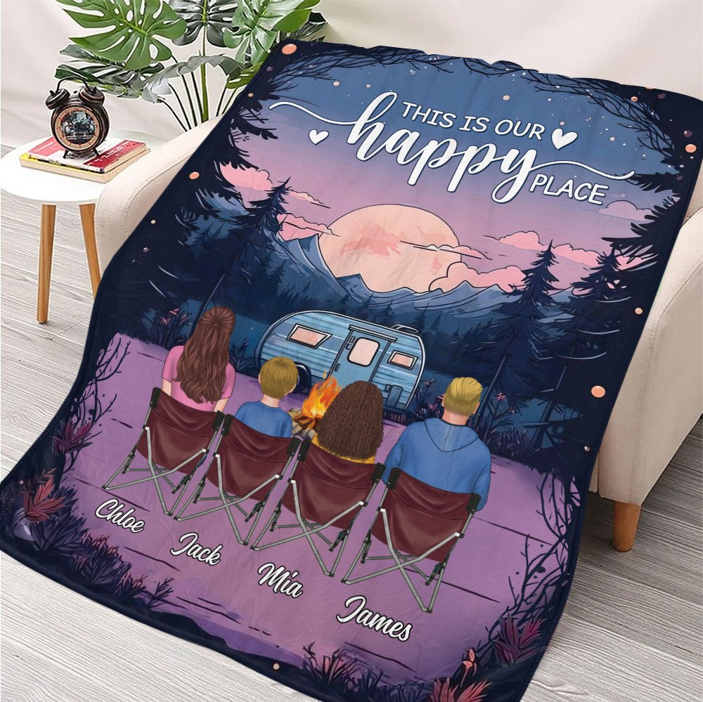 This Is Our Happy Place For Camping - Personalized Blanket