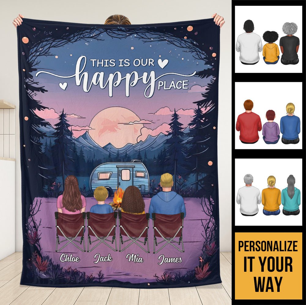 This Is Our Happy Place For Camping - Personalized Blanket