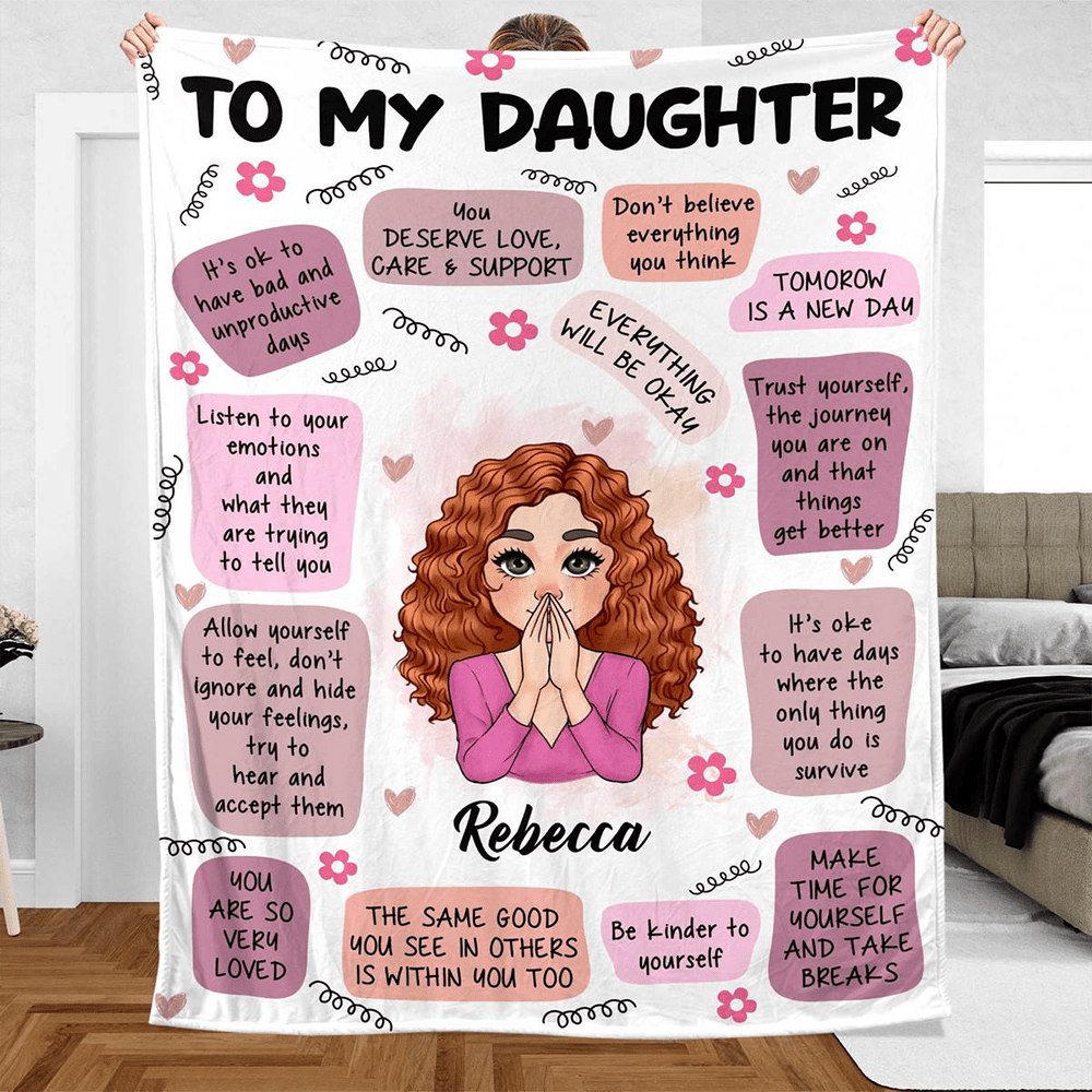 To Daughter/Son Self Care Reminder Affirmations - Personalized Blanket - Best Gift For Daughter, Granddaughter, Son, Grandson - Giftago