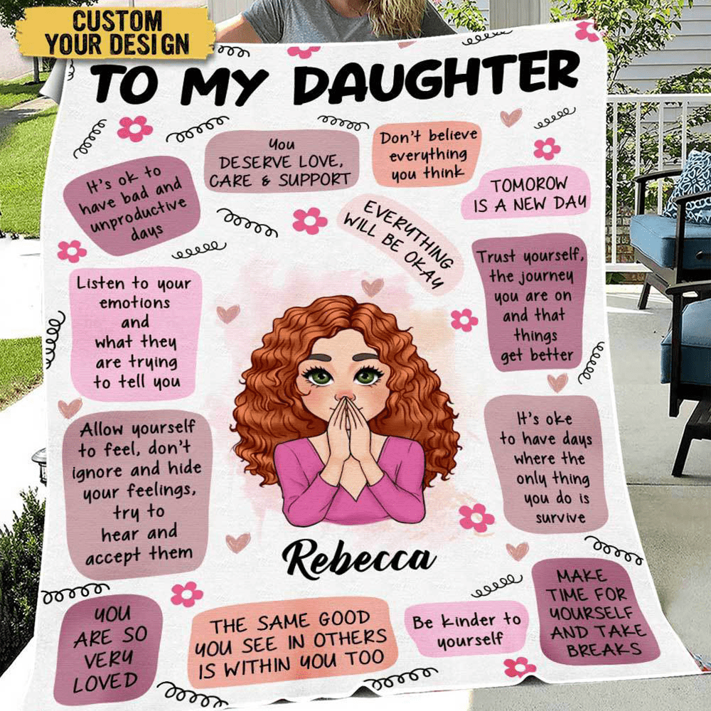 To Daughter/Son Self Care Reminder Affirmations - Personalized Blanket - Best Gift For Daughter, Granddaughter, Son, Grandson - Giftago
