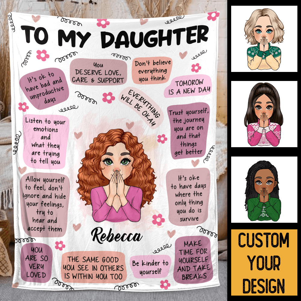To Daughter/Son Self Care Reminder Affirmations - Personalized Blanket - Best Gift For Daughter, Granddaughter, Son, Grandson - Giftago