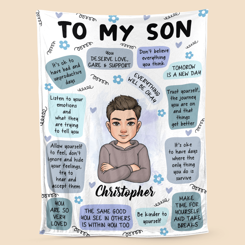 To Daughter/Son Self Care Reminder Affirmations - Personalized Blanket - Best Gift For Daughter, Granddaughter, Son, Grandson - Giftago