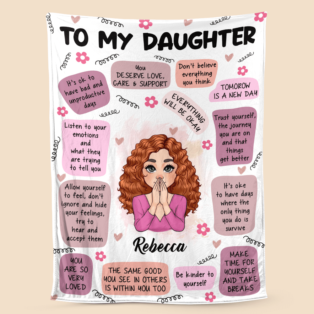To Daughter/Son Self Care Reminder Affirmations - Personalized Blanket - Best Gift For Daughter, Granddaughter, Son, Grandson - Giftago