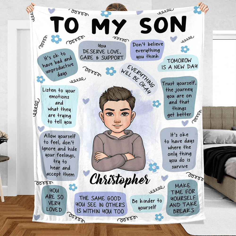 To Daughter/Son Self Care Reminder Affirmations - Personalized Blanket - Best Gift For Daughter, Granddaughter, Son, Grandson - Giftago